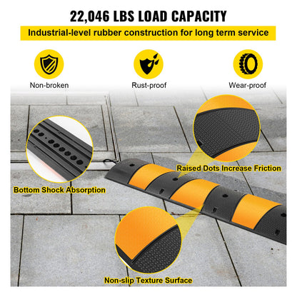 2pcs 6 Feet Rubber Speed Bump Driveway Modular Heavy Duty Speed Bumps 72.4 x 12 x 2.4 Inch Cable Protector Ramp for Garage Gravel Roads Asphalt Concrete