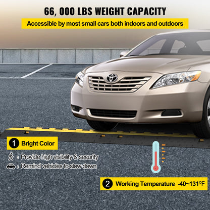 5-Set Rubber Cable Guard, Dual-Channel, Durable 66,000 lbs Capacity, Wire & Hose Protection Speed Bump for Driveways (2-Channel, 5 Sets-66,000 lbs)