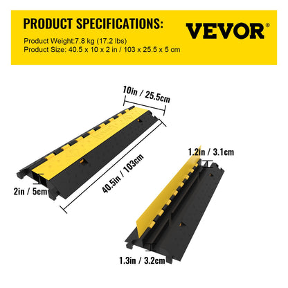 5-Set Rubber Cable Guard, Dual-Channel, Durable 66,000 lbs Capacity, Wire & Hose Protection Speed Bump for Driveways (2-Channel, 5 Sets-66,000 lbs)
