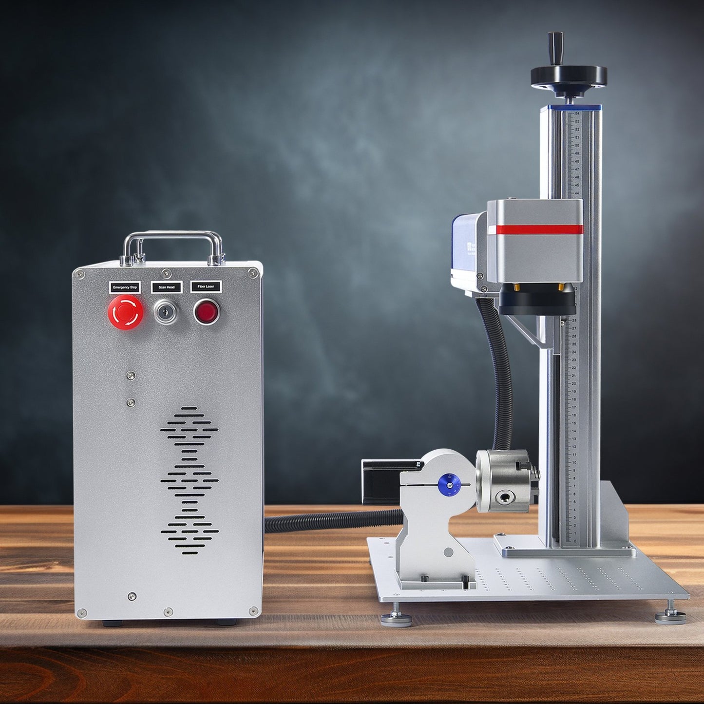 Fiber Laser Marking Machine, 100W Compatible with LightBurn, MOPA Color Fiber Laser Engraver, 6.9" x 6.9" Working Area with Rotary Axis, Solid State Laser Machine for Aluminum Steel Jewelry Gold