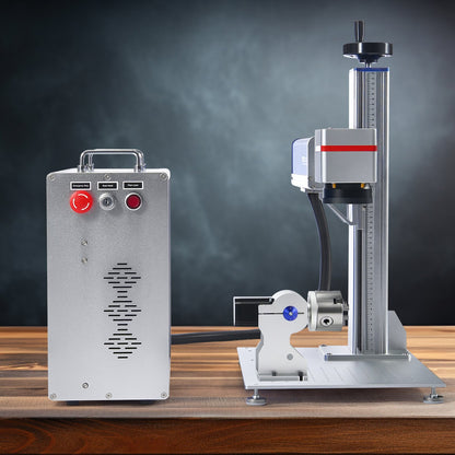 Fiber Laser Marking Machine, 100W Compatible with LightBurn, MOPA Color Fiber Laser Engraver, 6.9" x 6.9" Working Area with Rotary Axis, Solid State Laser Machine for Aluminum Steel Jewelry Gold