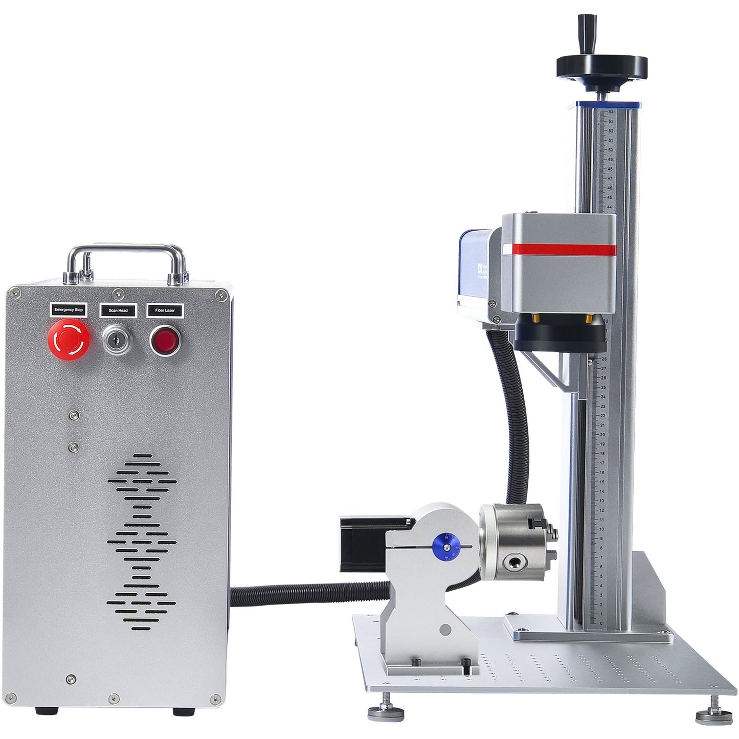 Fiber Laser Marking Machine, 100W Compatible with LightBurn, MOPA Color Fiber Laser Engraver, 6.9" x 6.9" Working Area with Rotary Axis, Solid State Laser Machine for Aluminum Steel Jewelry Gold