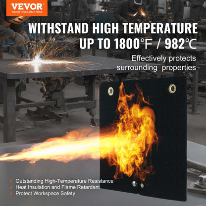 Schweißdecke, 30,5 x 30,5 cm, Kohlefaser-Hitzeschild-Schweißmatte, bis zu 1800 °F hitzebeständig, flammhemmendes Pad, Sanitärloch, Propanbrenner, Lötpad mit Metallösen für Kupferrohre