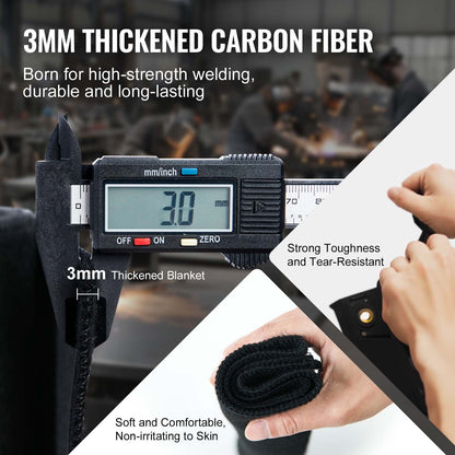 Schweißdecke, 30,5 x 30,5 cm, Kohlefaser-Hitzeschild-Schweißmatte, bis zu 1800 °F hitzebeständig, flammhemmendes Pad, Sanitärloch, Propanbrenner, Lötpad mit Metallösen für Kupferrohre