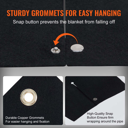 Schweißdecke, 30,5 x 30,5 cm, Kohlefaser-Hitzeschild-Schweißmatte, bis zu 1800 °F hitzebeständig, flammhemmendes Pad, Sanitärloch, Propanbrenner, Lötpad mit Metallösen für Kupferrohre