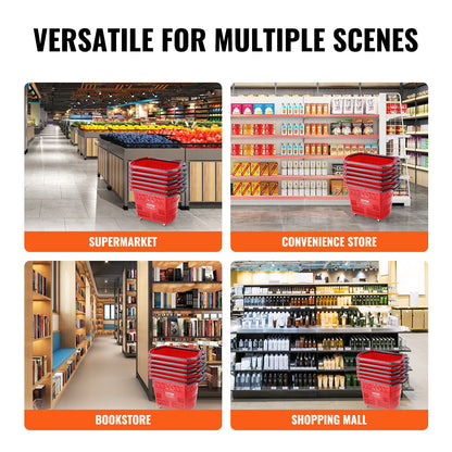 Plast Rullande Shoppingvagn Korg På Hjul 6PCS 39L med Handtag Röd