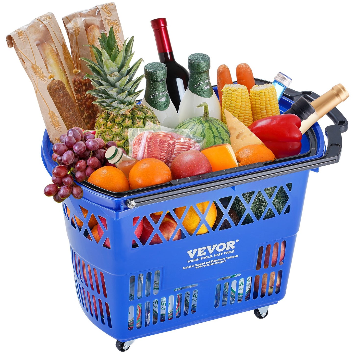 Einkaufswagen aus Kunststoff auf Rädern, 6 Stück, 39 l, mit Griff