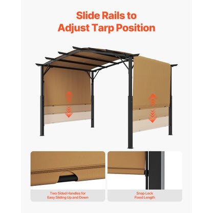 10x10 ft einziehbare Pergola für den Außenbereich mit Baldachin, gewölbte Pergola aus Metall | EU