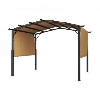 10x10 ft einziehbare Pergola für den Außenbereich mit Baldachin, gewölbte Pergola aus Metall | EU