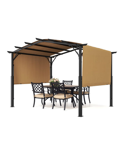 10x12 ft einziehbare Pergola für den Außenbereich mit gewölbter Metallpergola