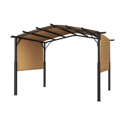10x12 ft einziehbare Pergola für den Außenbereich mit gewölbter Metallpergola