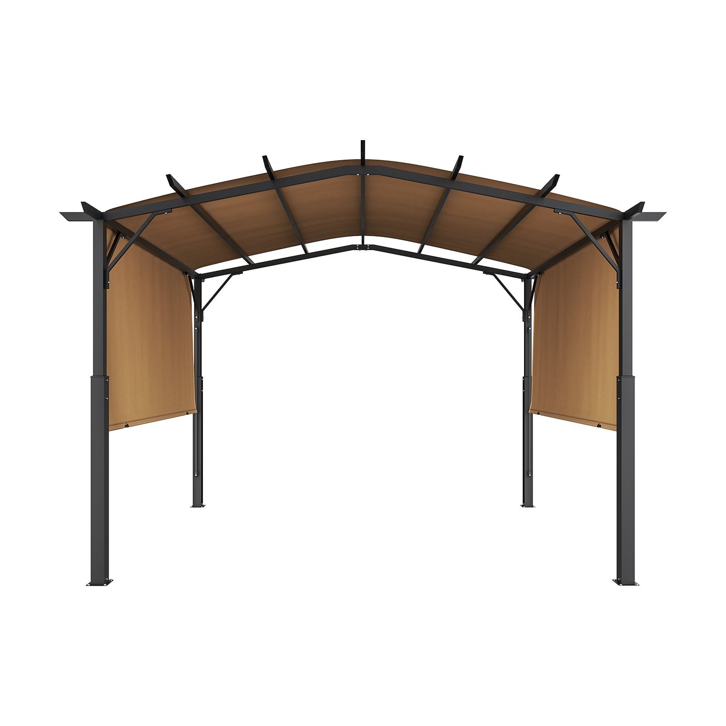 10x12 ft einziehbare Pergola für den Außenbereich mit gewölbter Metallpergola