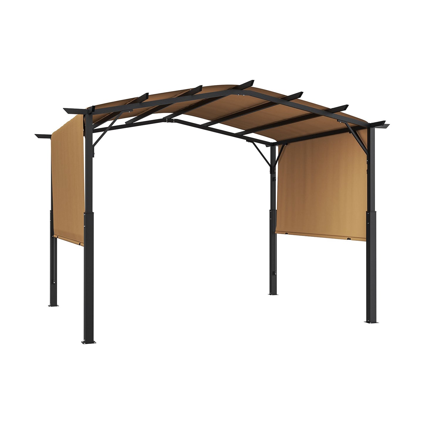 10x12 ft einziehbare Pergola für den Außenbereich mit gewölbter Metallpergola