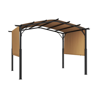 10x12 ft einziehbare Pergola für den Außenbereich mit gewölbter Metallpergola