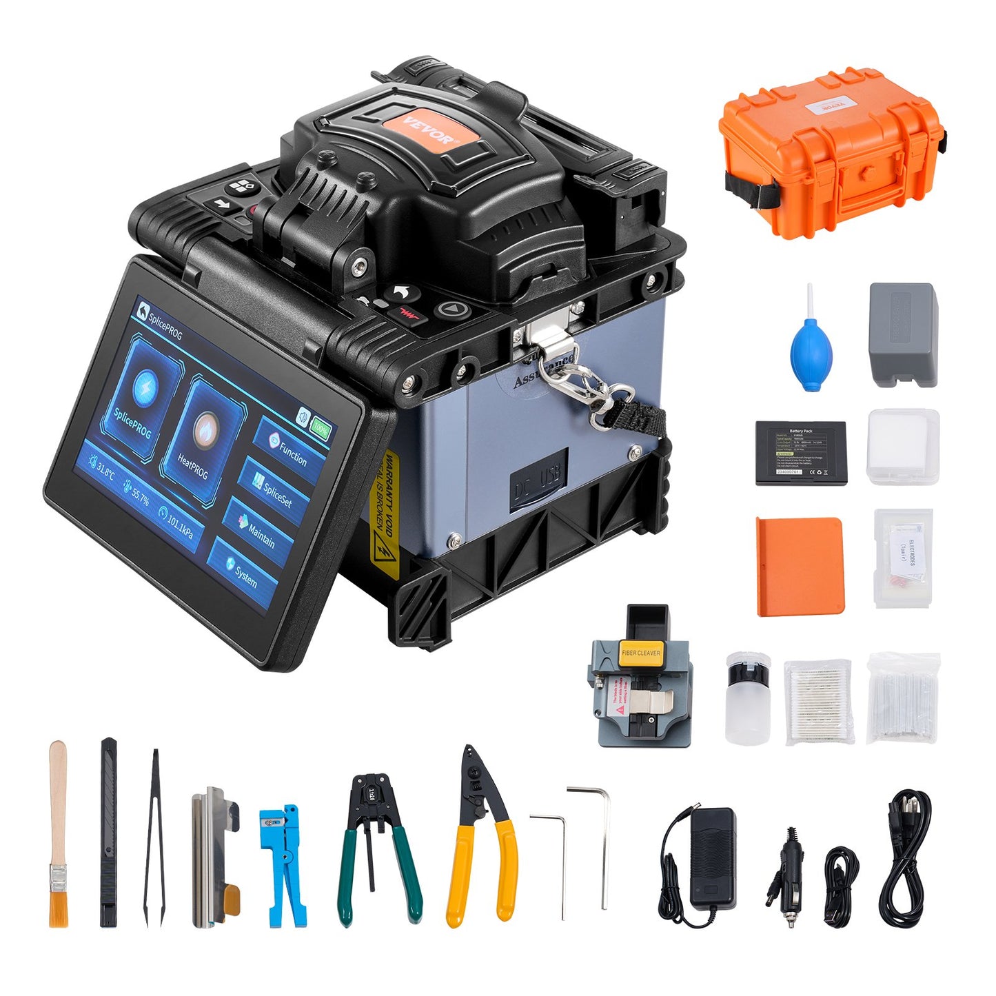 Fiber Fusion Splicer 6 Motors Core Alignment 6s Splicing 5" Touch Screen