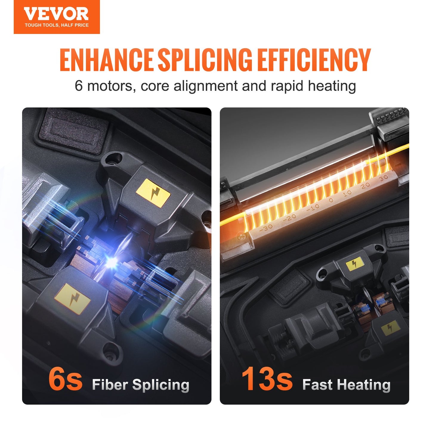 Fiber Fusion Splicer 6 Motors Core Adjustment with 6s Splicing 13s Heating