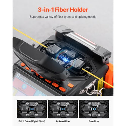 Fiber Fusion Splicer 6 Motors Core and Cladding Adjustment 5" Touch Screen