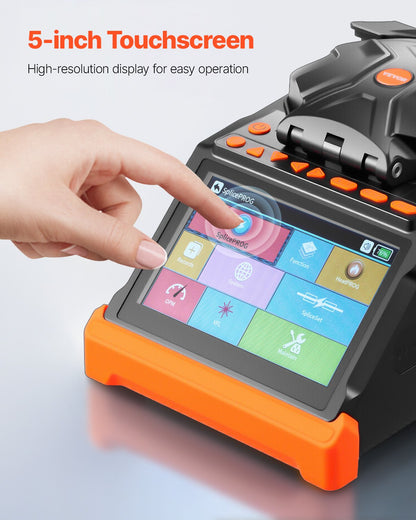 Fiber Fusion Splicer 6 Motors, Core & Clad Alignment Fibers Optic Splicer with 6s Fast Splicing and 13s Heating, 5" Touch Screen, 3 in 1 Fiber Holder, 7800mAh Battery for SM MM DS NZDS Fibers