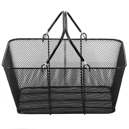 Shopping Baskets with Handles, 12PCS, Black Metal Shopping Basket, Portable Wire Shopping Basket, Black Wire Mesh shopping Basket Set for Supermarkets, Retail Stores, Grocery Shopping, Black
