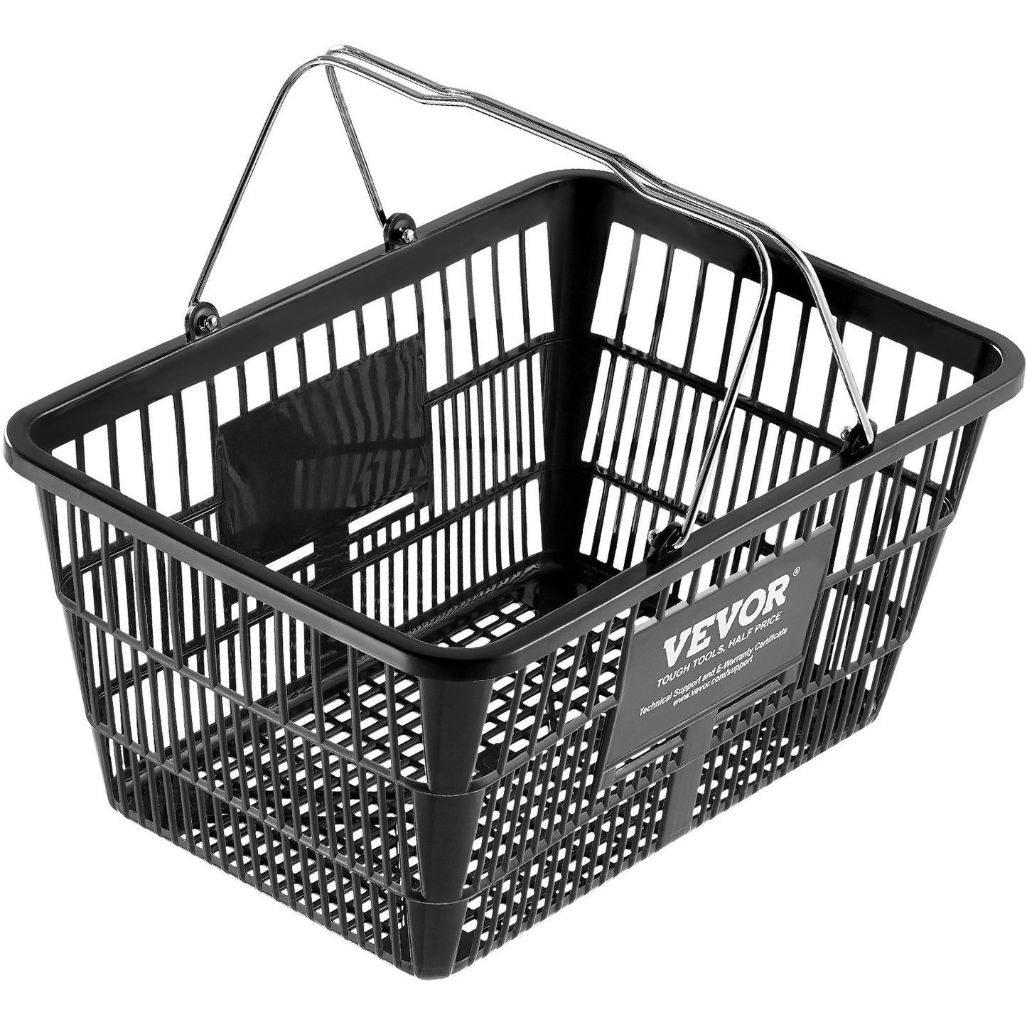Shopping Cart Grocery Basket 12PCS 21L with Iron Handle &amp; Stand Black