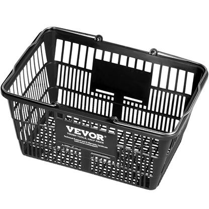 Shopping Cart Grocery Basket 12PCS 21L with Iron Handle &amp; Stand Black