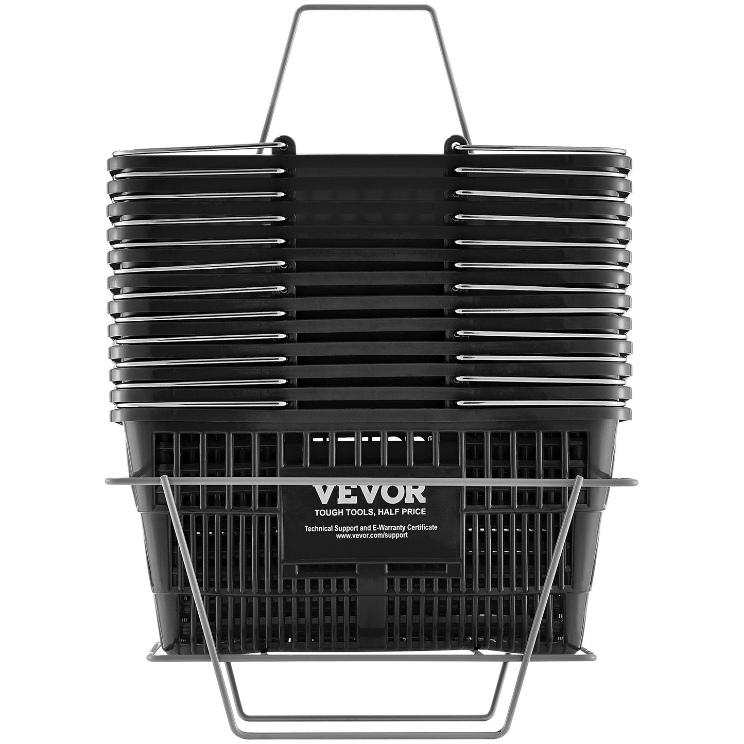 Shopping Cart Grocery Basket 12PCS 21L with Iron Handle &amp; Stand Black