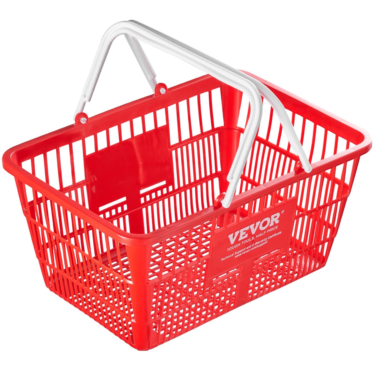 Shopping Cart Portable Food Basket 20pcs 21L with Handle and Stand Red
