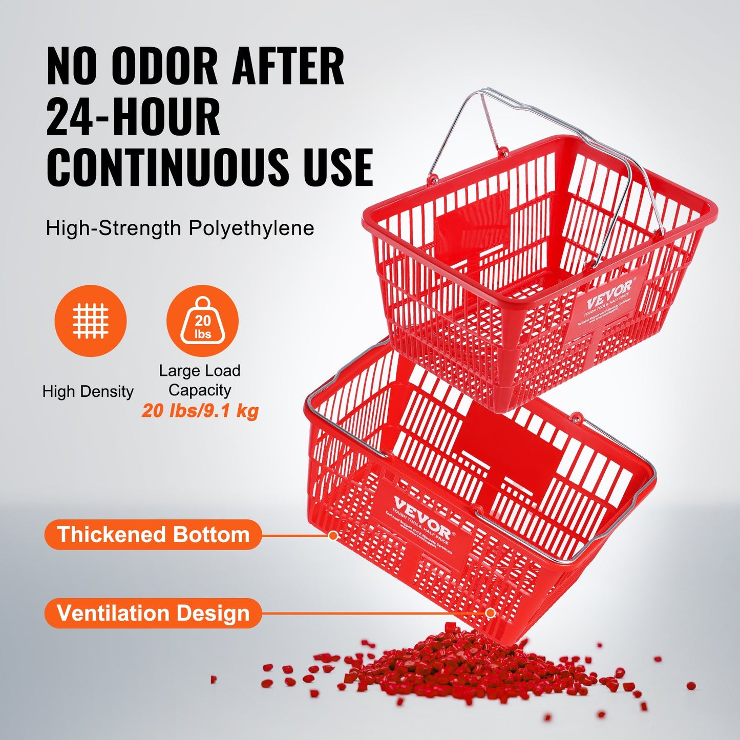 Varukorg Livsmedelskorg 12 STK 21L med järnhandtag & Stativ Röd