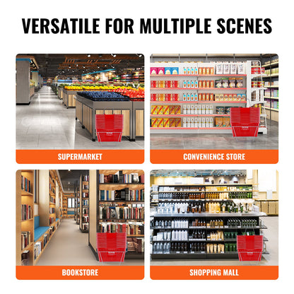 Varukorg Livsmedelskorg 12 STK 21L med järnhandtag & Stativ Röd