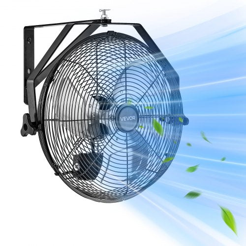 14 Inch Industrial Wall Mount Fan, High Velocity 2473 CFM Outdoor Fan with 3 Speeds, Waterproof IP44 Garage Wall Fan with Aluminum Blades for Workshop, Warehouse, Greenhouse