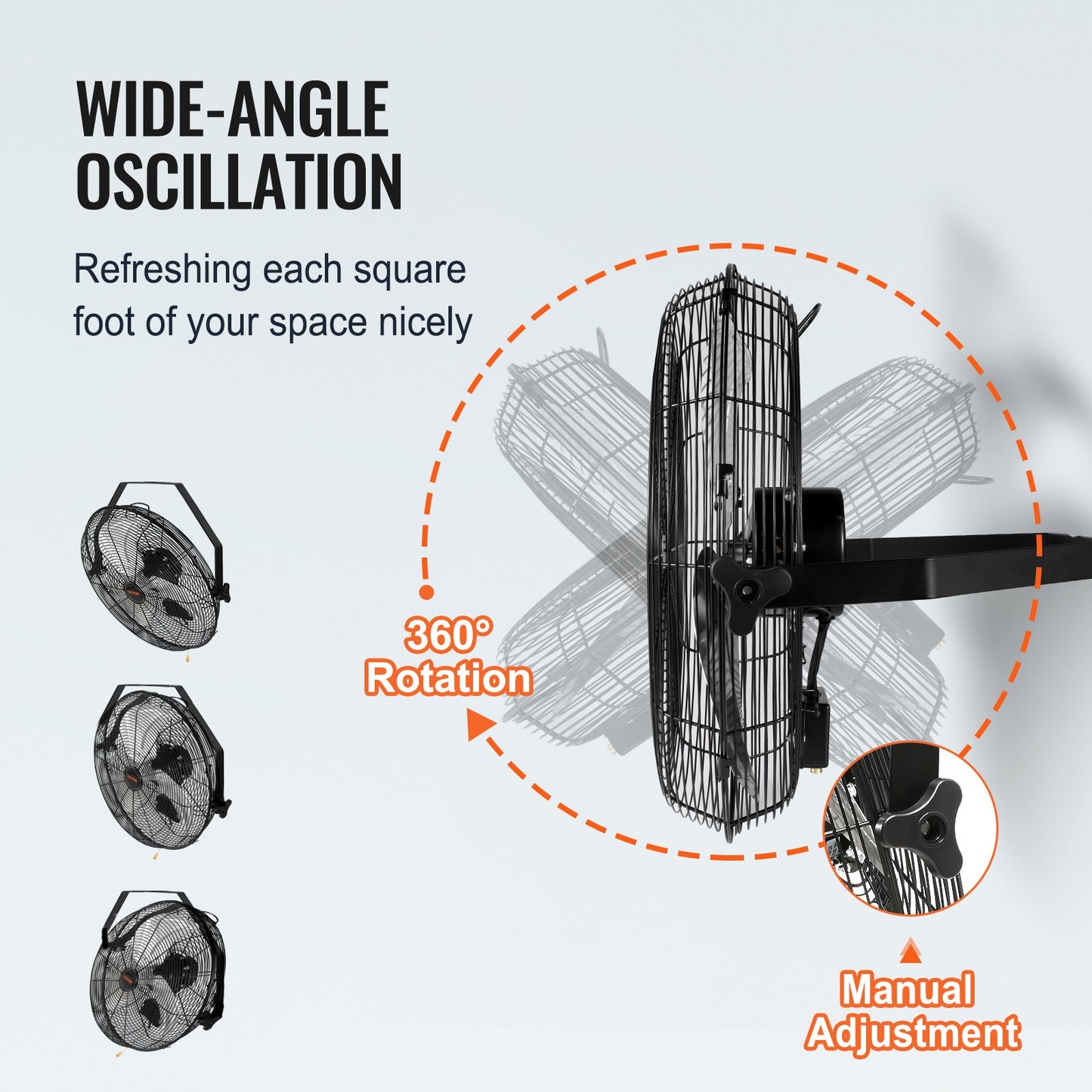 Wall Mount Fan, 2 PCS 18 inch Waterproof, 3-speed High Velocity Max. 4000 CFM Industrial Wall Fan for Indoor, Commercial, Residential, Warehouse, Greenhouse, Workshop, Basement, Garage,Black