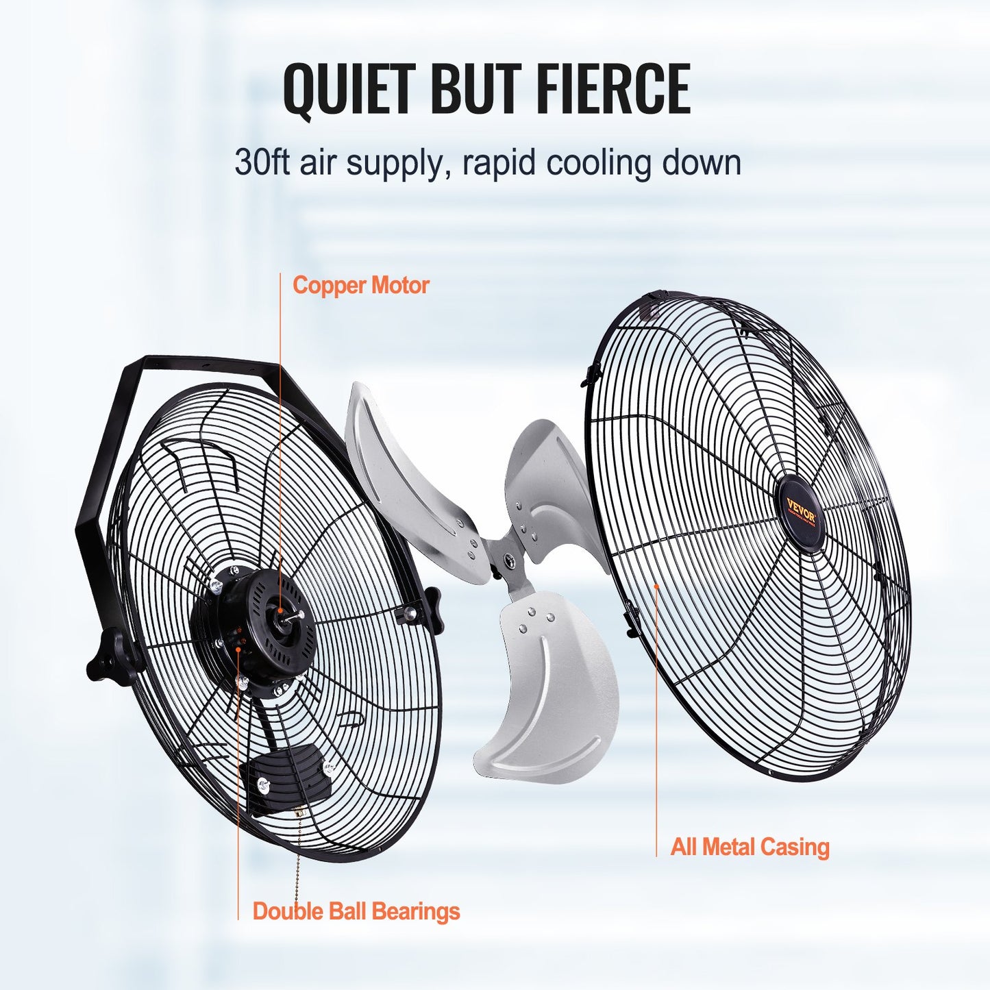 Wall Mount Fan, 2 PCS 18 inch Manual 360-Degree Tilt Adjustment, 3-speed High Velocity Max. 4000 CFM Industrial Wall Fan for Indoor, Commercial, Warehouse, Workshop, Basement, Garage