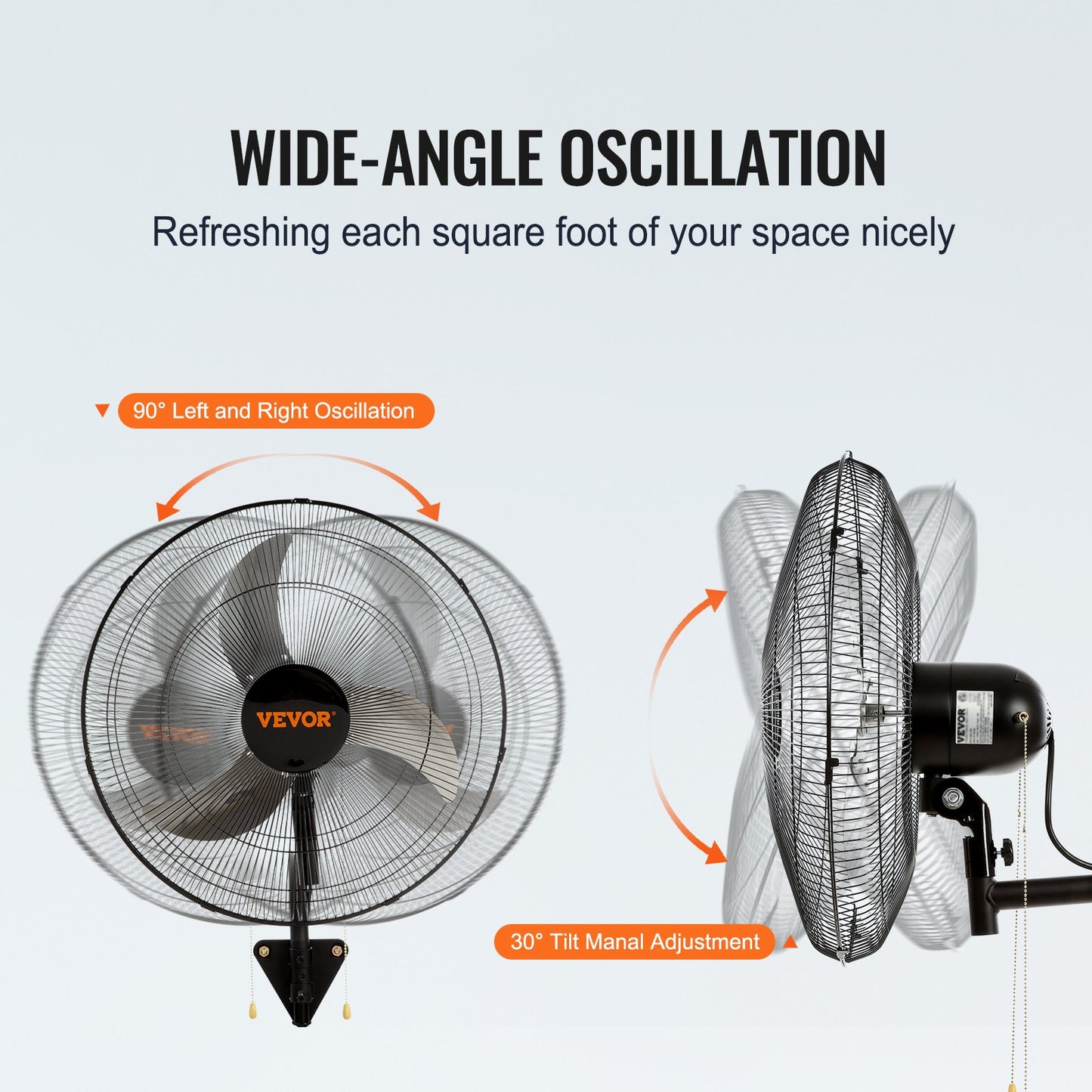 Wall Mount Fan, 2 PCS 20 inch Oscillating, 3-speed High Velocity Max. 4000 CFM Industrial Wall Fan for Indoor, Commercial, Residential, Warehouse, Greenhouse, Workshop, Basement, Garage,Black