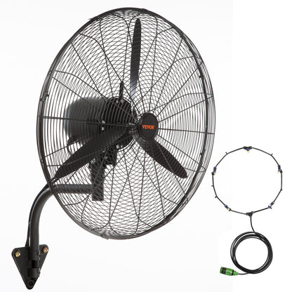 24" Oscillating wall mist fan metal 3 speeds 115W