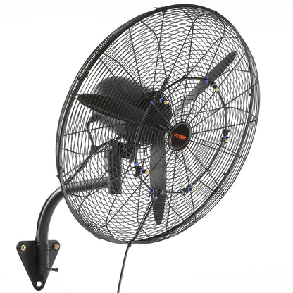 24" Oscillating wall mist fan metal 3 speeds 115W