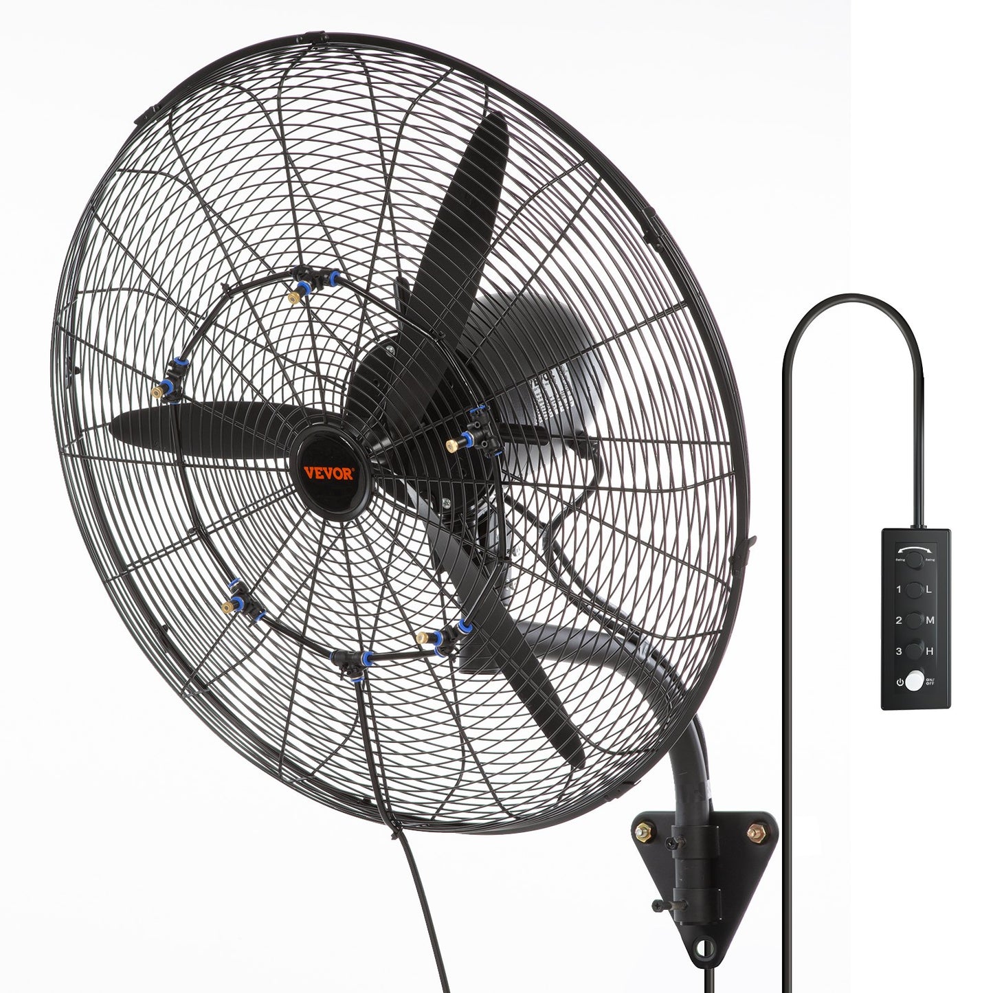 24" Oscillating wall mist fan metal 3 speeds 115W