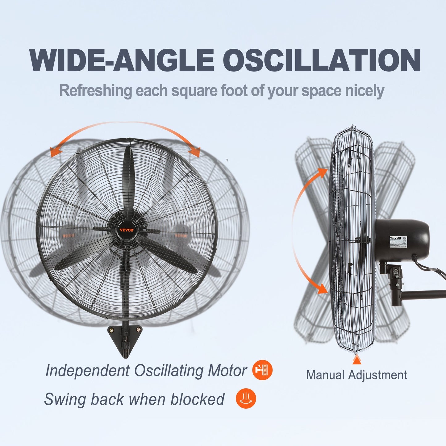 Oscillating Wall Mist Fan Metal 74.9 cm 3 Speeds