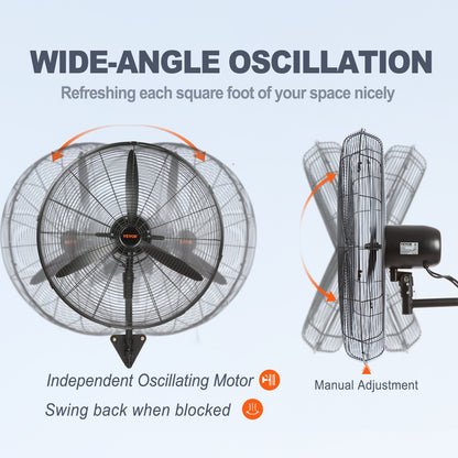 Oscillating Wall Mist Fan Metal 74.9 cm 3 Speeds