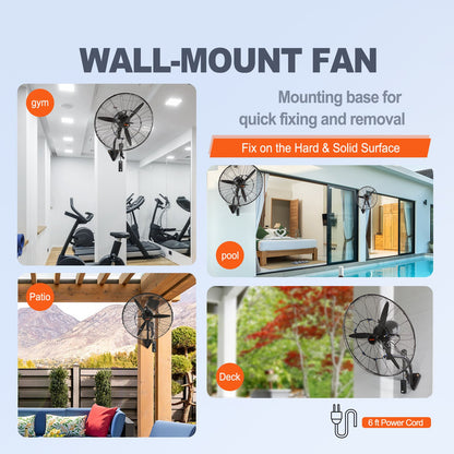 Oscillating Wall Mist Fan Metal 74.9 cm 3 Speeds