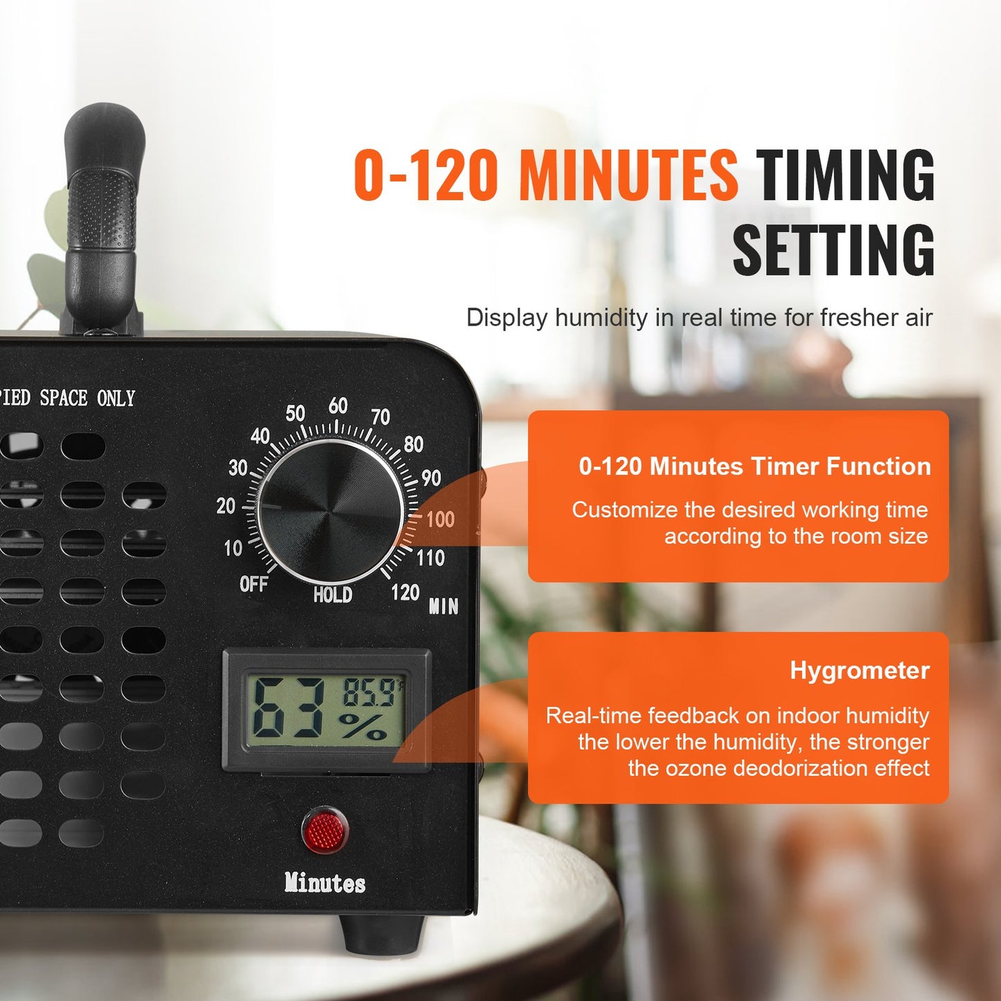Ozone Generator, 24000mg/h Ozone Machine Odor Remover, High Capacity Commercial/Industrial Ozone Generator Machine, Home Air Ionizers Deodorizer with 0-120 min Time Setting for Rooms, Cars, Pets