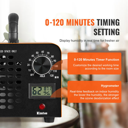 Ozon Generator 12000mg/h Ozon Machine Doft Remover med 0-120min timer