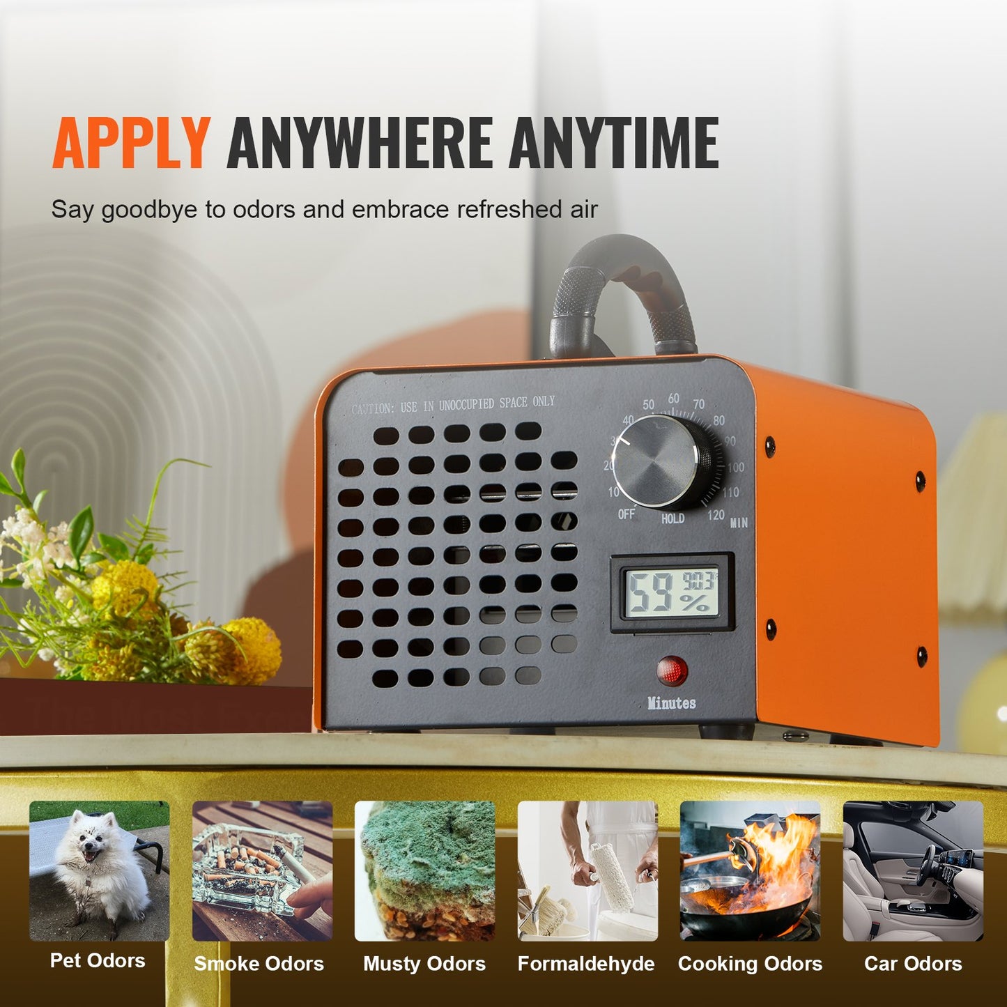 Ozon Generator 12000mg/h Ozon Machine Doft Remover med 0-120min timer