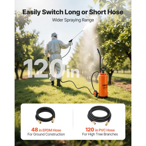 Industriell Betongspruta med Hjulvagn, 14L Rostfri Spruta, Kraftiga Tri-Poxy Pumpsprutor, 52cm Skaft, 1,2m & 3m Slangar, 2 Mässingsmunstycken för Bygg, Gräsmatta & Trädgård |  EU