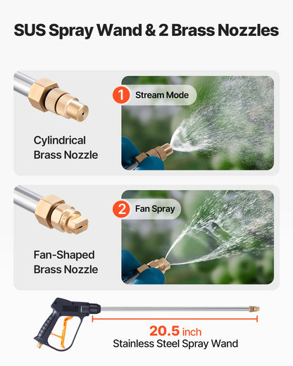 Industrial Concrete Sprayer, 3.5 Gallon Stainless Steel Sprayer, Heavy Duty Tri-Poxy Pump Sprayers, 20.5"Wand with Ergonomic Gun Handle, 48"& 120"Hose, 2 Brass Nozzles for Construction, Garden