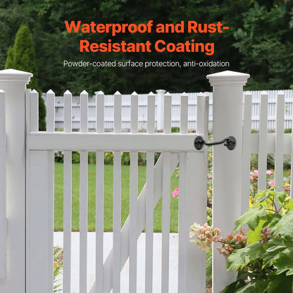 Hook and Eye Gate Latch, 2 Pack Barn Door Latch Hook with Mounting Screws, Stainless Steel Hook and Eye Latch, Hook Lock for Sliding Barn Door, Cabinet, Window, Gate, Fence, Bathroom, Black