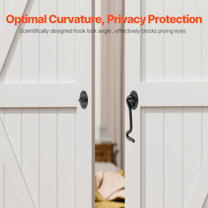 Hook and Eye Gate Latch, 2 Pack Barn Door Latch Hook with Mounting Screws, Stainless Steel Hook and Eye Latch, Hook Lock for Sliding Barn Door, Cabinet, Window, Gate, Fence, Bathroom, Black