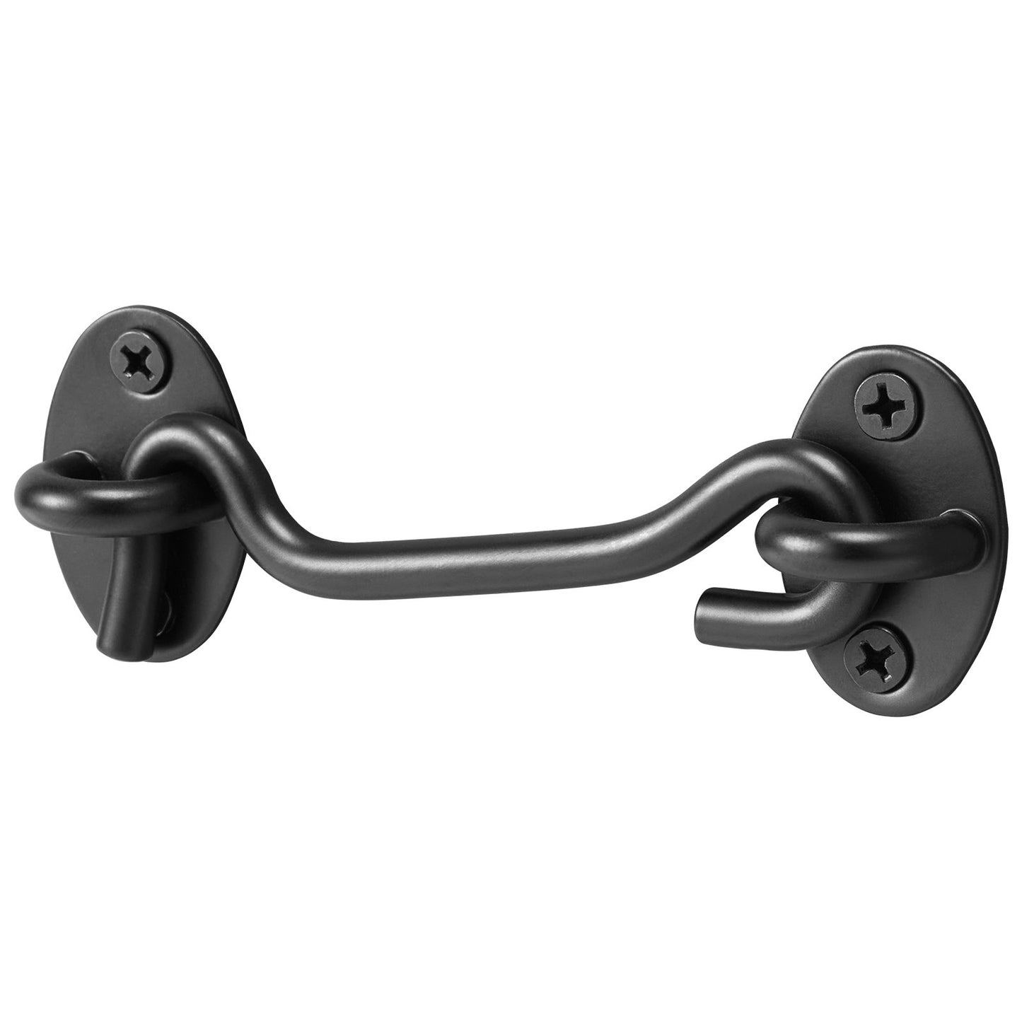 Hook and Eye Gate Latch, 2 Pack Barn Door Latch Hook with Mounting Screws, Stainless Steel Hook and Eye Latch, Hook Lock for Sliding Barn Door, Cabinet, Window, Gate, Fence, Bathroom, Black