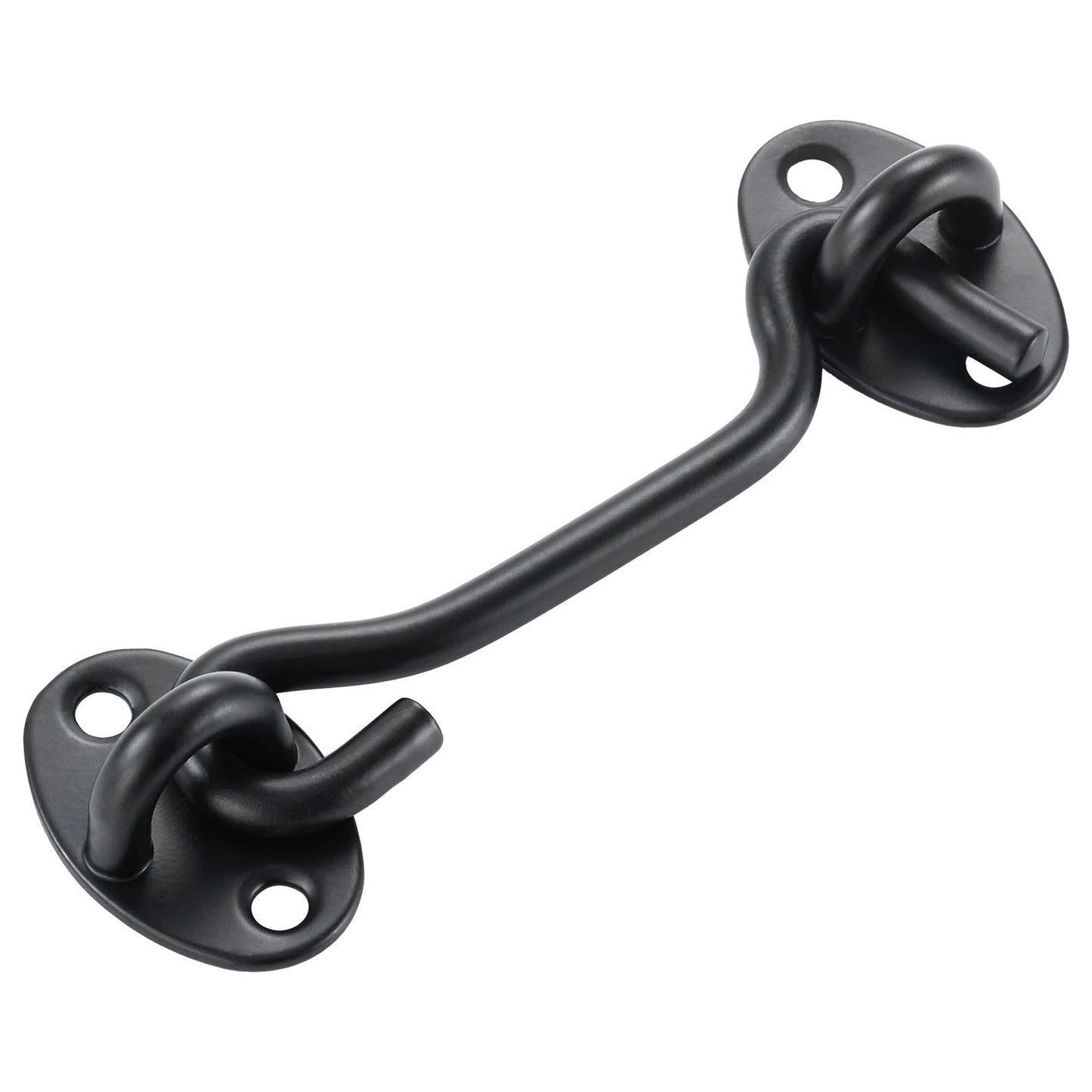 Hook and Eye Gate Latch, 2 Pack Barn Door Latch Hook with Mounting Screws, Stainless Steel Hook and Eye Latch, Hook Lock for Sliding Barn Door, Cabinet, Window, Gate, Fence, Bathroom, Black