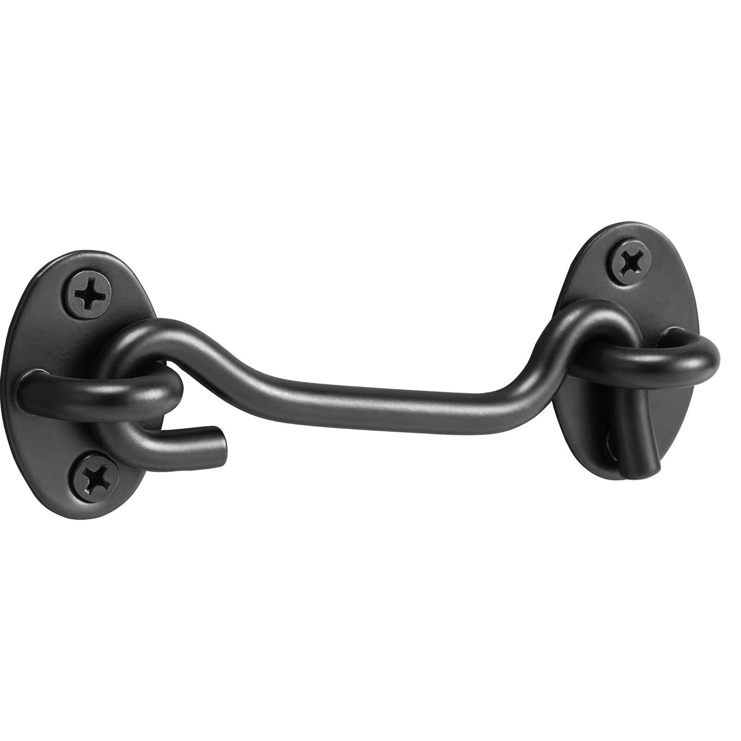 Hook and Eye Gate Latch, 2 Pack Barn Door Latch Hook with Mounting Screws, Stainless Steel Hook and Eye Latch, Hook Lock for Sliding Barn Door, Cabinet, Window, Gate, Fence, Bathroom, Black