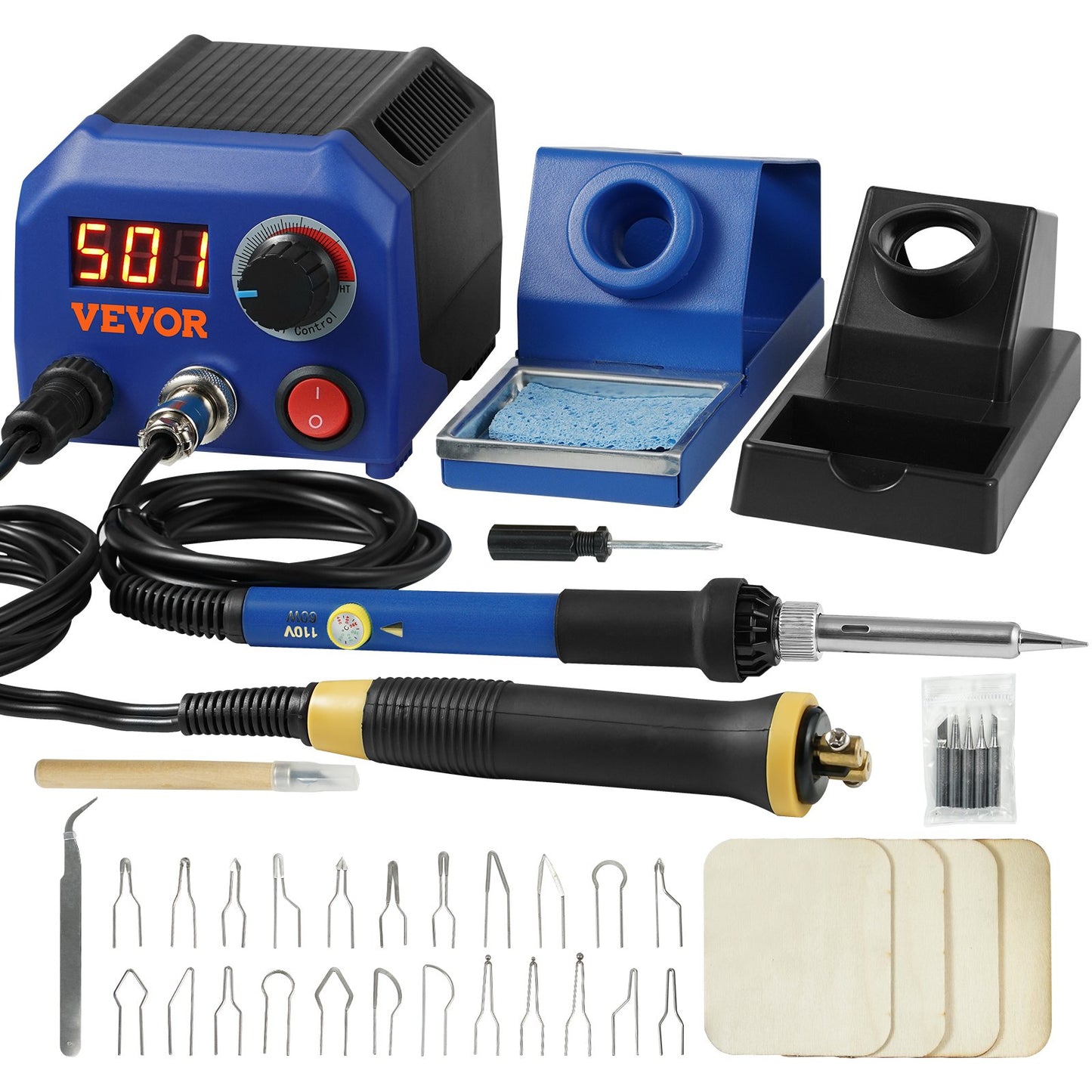 Holzbrennset, 250–700 °C, Doppel-Brandmalerei-Stift, 23 Drahtspitzen, 5 feste Punkte